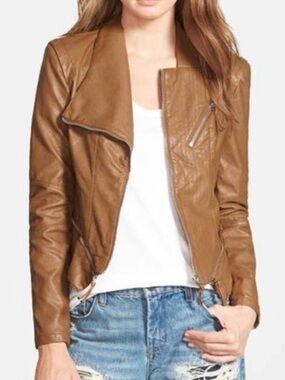 Blank NYC Brown Faux Leather Moto Jacket